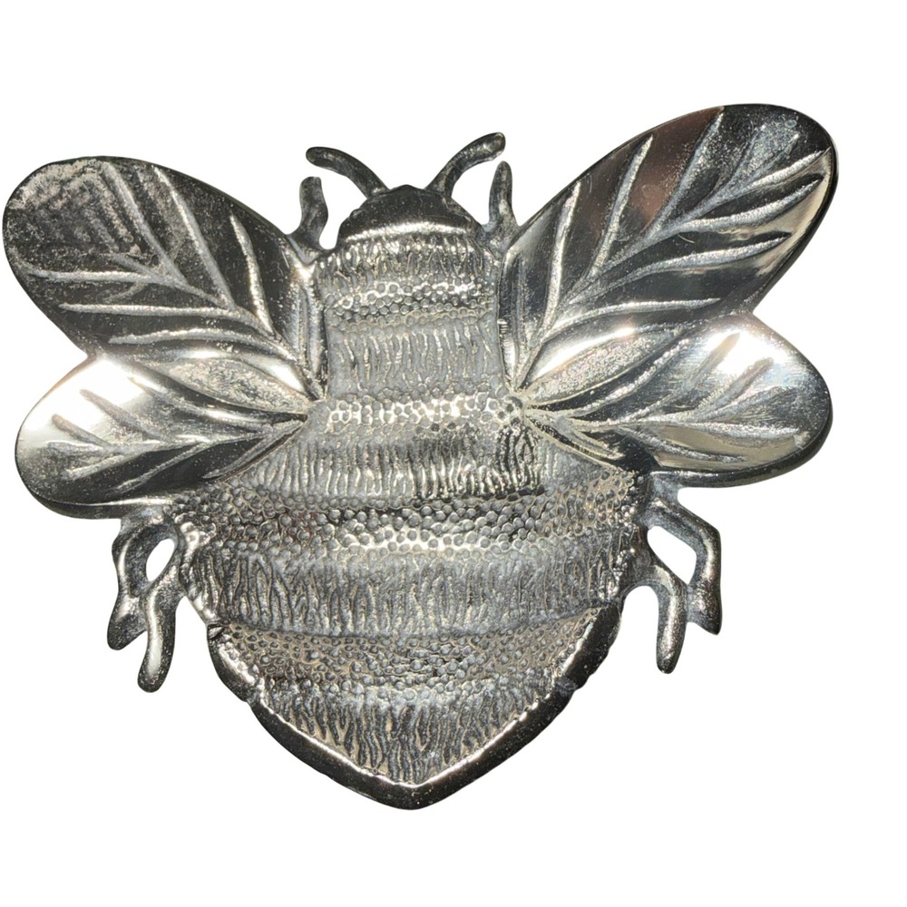 Bumblebee Pewter Silver Trinket Dish‎ Metal Honey Bee Decor